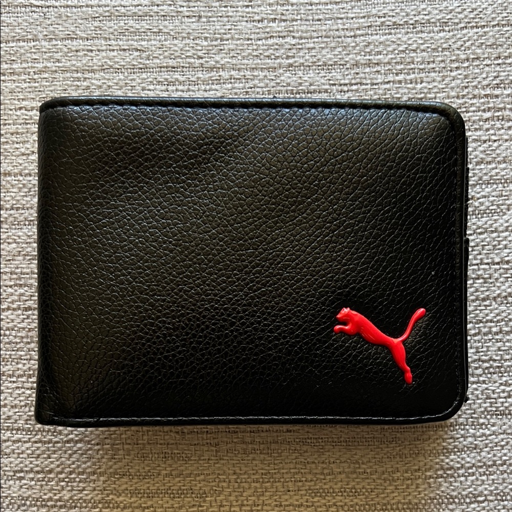 Puma black red anthracite leather wallet